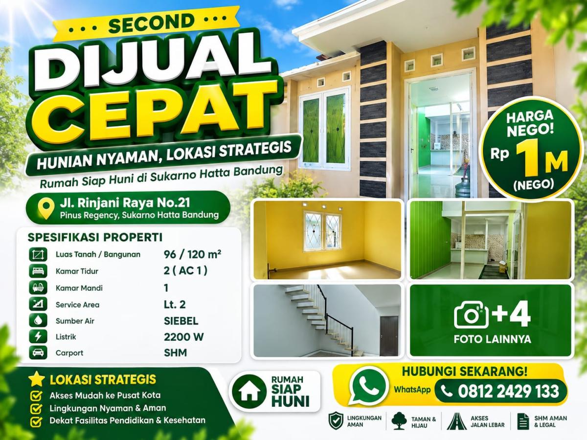 Rumah Second Dijual Cepat di Sukarno Hatta Bandung